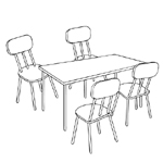 keittiönpöytä ja tuolit